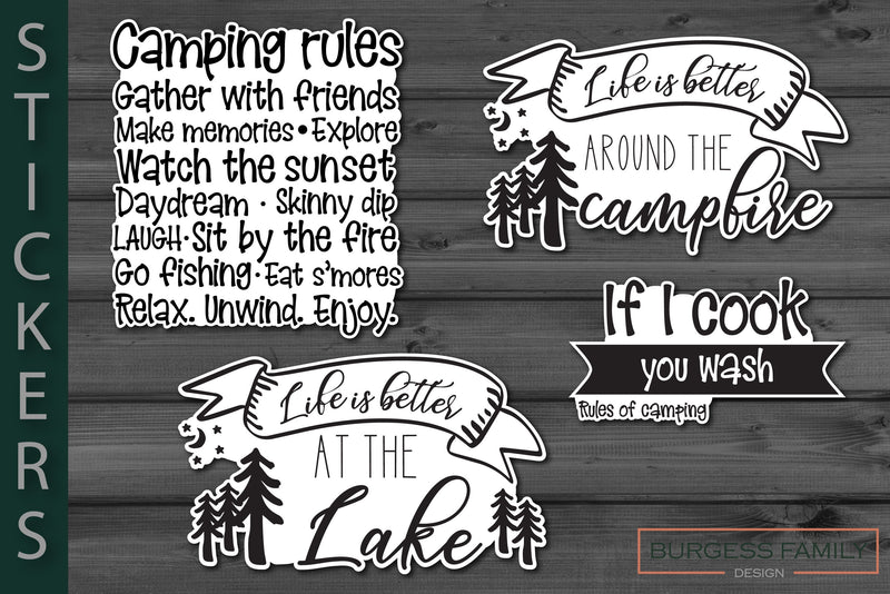 Sticker Bundle Camping SVG Burgess Family Design 