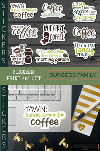 Sticker Bundle Coffee Lover SVG Burgess Family Design 