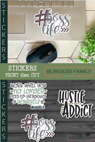 Sticker bundle Hustle Entrepreneur SVG Burgess Family Design 