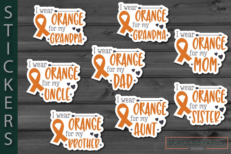 Sticker Bundle I wear orange for my family SVG Burgess Family Design 