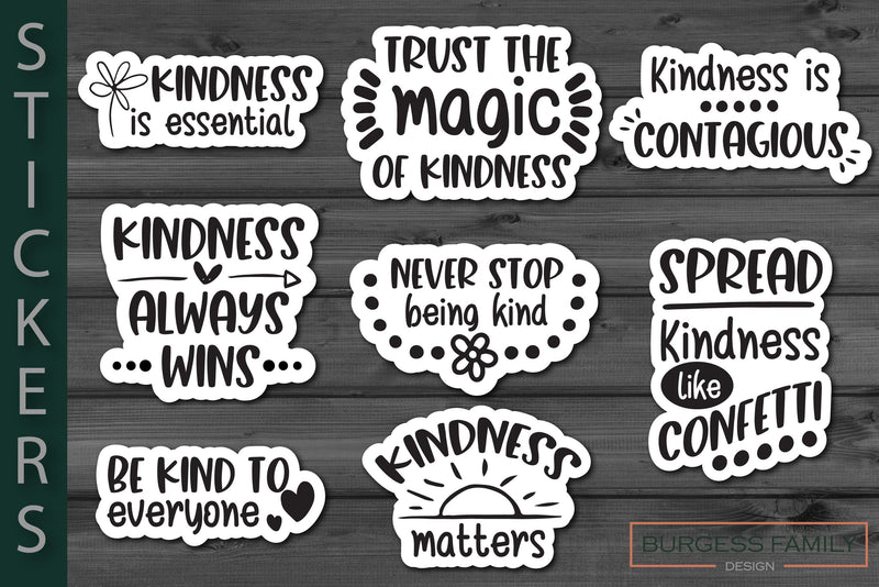 Sticker Bundle Kindness SVG Burgess Family Design 