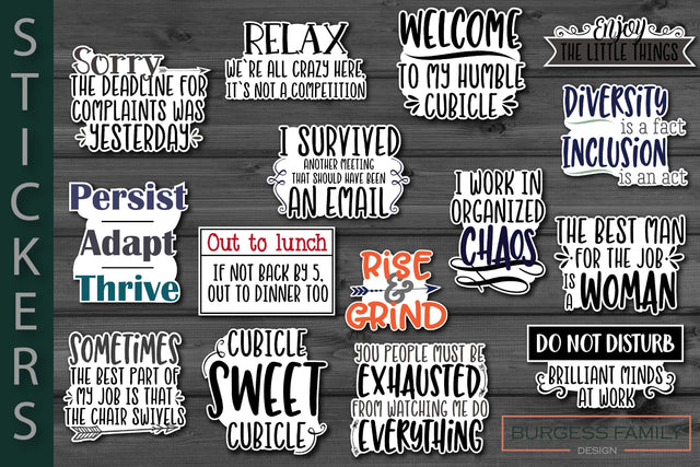 Sticker Bundle Office Signs & Quotes SVG Burgess Family Design 