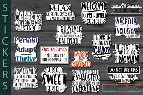 Sticker Bundle Office Signs & Quotes SVG Burgess Family Design 