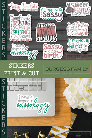 Sticker Bundle Sassy Quotes SVG Burgess Family Design 