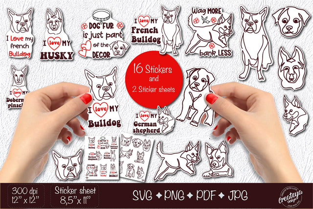 Sticker SVG bundle, Dog sticker, Dog head stickers, Planner sticker dog SVG Createya Design 