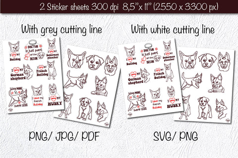 Sticker SVG bundle, Dog sticker, Dog head stickers, Planner sticker dog SVG Createya Design 