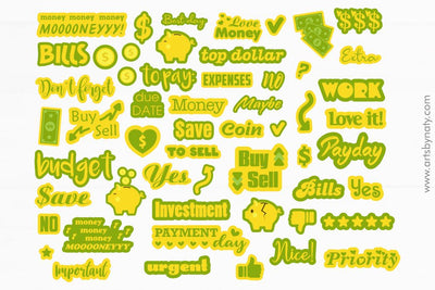 Stickers for budget money and payments. SVG Arts By Naty 