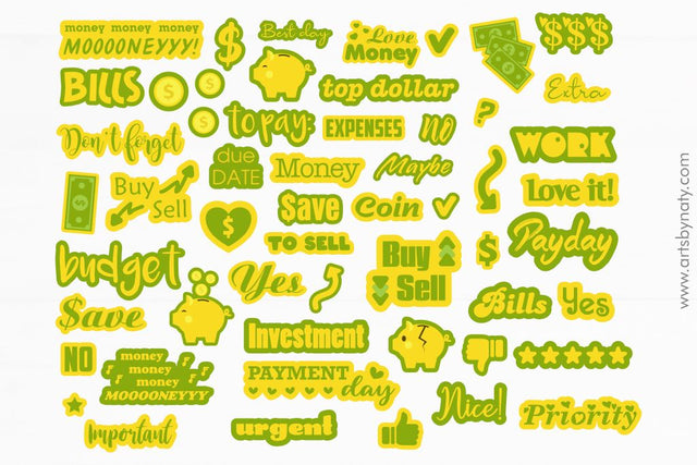 Stickers for budget money and payments. SVG Arts By Naty 