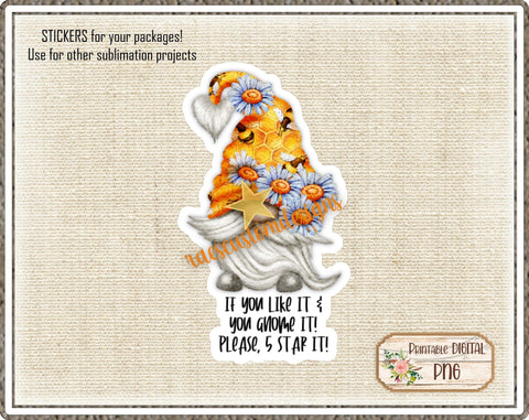 Stickers Gnome Thanks 5 Star Packaging Labels Business Stickers Sublimation Designs by Rae 