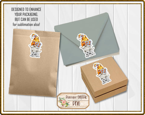 Stickers Gnome Thanks 5 Star Packaging Labels Business Stickers Sublimation Designs by Rae 