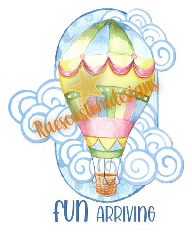 Stickers Hot Air Balloon Fun Arriving Packaging Labels Business Stickers Sublimation Designs by Rae 