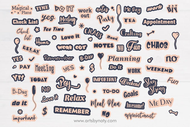Stickers SVG clipart pack for planners. SVG Arts By Naty 
