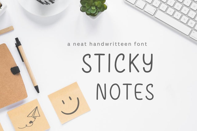 Sticky Notes - Neat Handwriting Font Font ChiraaDesign 