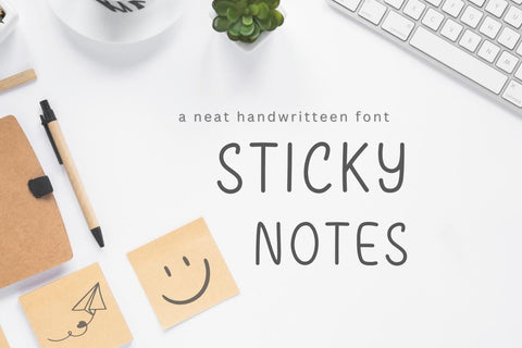 Sticky Notes - Neat Handwriting Font Font ChiraaDesign 