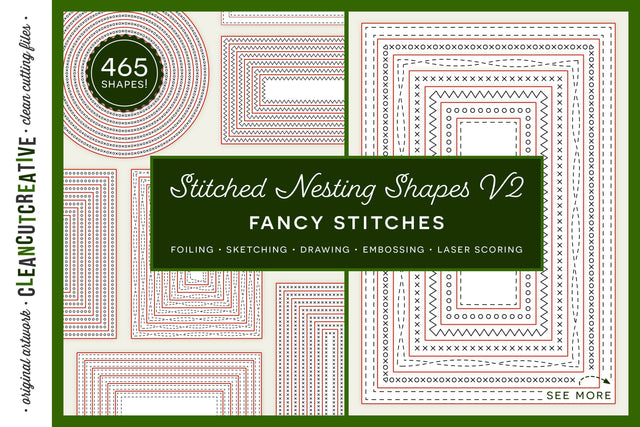 Stitched Nesting Shapes V2 Fancy Stitches | sketch foil SVG for cards and paper crafts Sketch DESIGN CleanCutCreative 