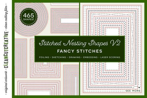 Stitched Nesting Shapes V2 Fancy Stitches | sketch foil SVG for cards and paper crafts Sketch DESIGN CleanCutCreative 
