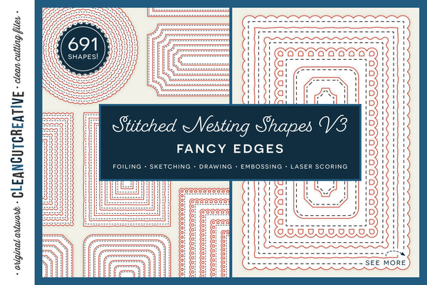 Stitched Nesting Shapes V3 Fancy Edges  sketch foil SVG for card making  and paper crafts - So Fontsy