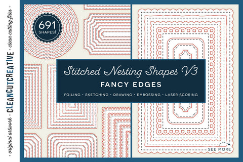 Stitched Nesting Shapes V3 Fancy Edges | sketch foil SVG for cards and paper crafts Sketch DESIGN CleanCutCreative 