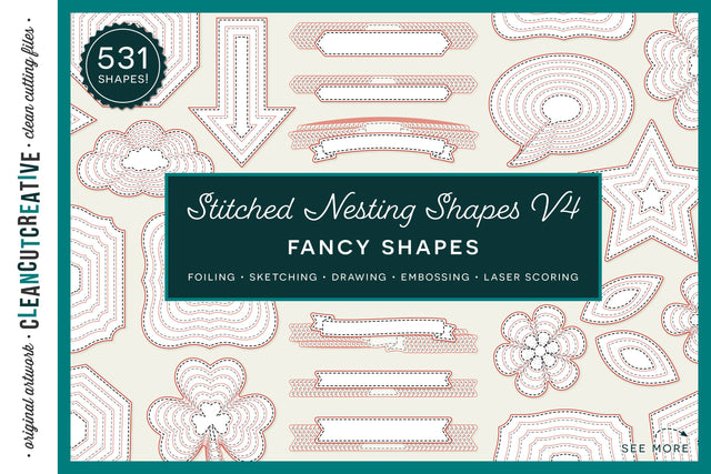 Stitched Nesting Shapes V4 Fancy Shapes | foil sketch single line SVG for card making and paper crafting Sketch DESIGN CleanCutCreative 
