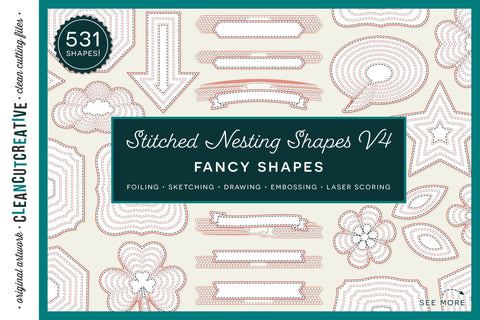Stitched Nesting Shapes V4 Fancy Shapes | foil sketch single line SVG for card making and paper crafting Sketch DESIGN CleanCutCreative 