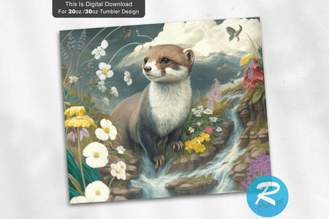 Stoat Wildflowers 20 oz / 30 oz Tumbler PNG Sublimation Regulrcrative 
