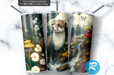 Stoat Wildflowers 20 oz / 30 oz Tumbler PNG Sublimation Regulrcrative 