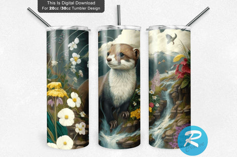 Stoat Wildflowers 20 oz / 30 oz Tumbler PNG Sublimation Regulrcrative 
