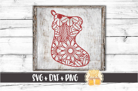Stocking - Christmas Zen Doodle SVG PNG DXF Cut Files SVG Cheese Toast Digitals 