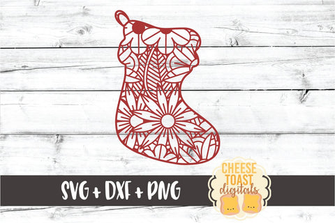 Stocking - Christmas Zen Doodle SVG PNG DXF Cut Files SVG Cheese Toast Digitals 