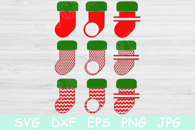 Stocking Svg, Christmas Svg Files. Split Chevron and Polka Dots Cutting Files for Cricut and Silhouette. Fireplace Ornament Monogram Frame. SVG TiffsCraftyCreations 