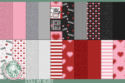Stole My Heart_Background Papers Digital Pattern QueenBrat Digital Designs 