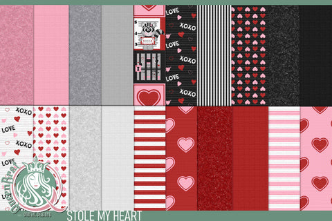 Stole My Heart_Background Papers Digital Pattern QueenBrat Digital Designs 