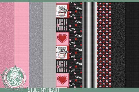 Stole My Heart_Background Papers Digital Pattern QueenBrat Digital Designs 