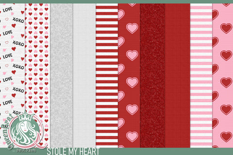 Stole My Heart_Background Papers Digital Pattern QueenBrat Digital Designs 
