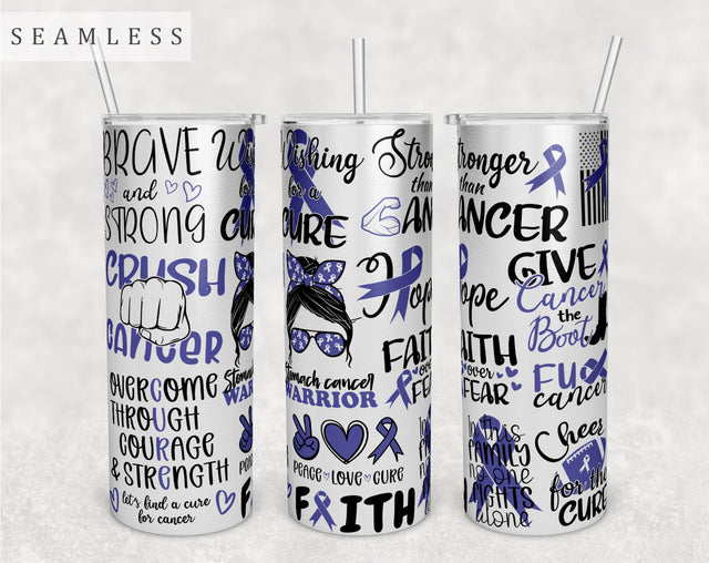 Stomach Cancer Awareness Tumbler Wrap, 20 Oz Skinny Tumbler Sublimation Design, Seamless Stomach Cancer Warrior Tumbler PNG Sublimation HappyDesignStudio 