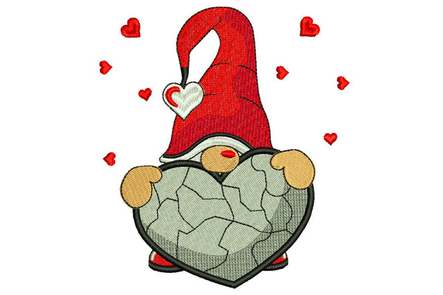Stone Heart Love Gnome Embroidery Designs Embroidery/Applique DESIGNS NextEmbroidery 