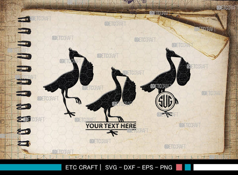 Stork Baby Shower Monogram, Stork Baby Shower Silhouette, Stork Baby Shower SVG, Baby Shower Svg, New Born Svg, SB00410 SVG ETC Craft 