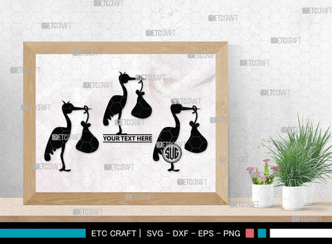 Stork Baby Shower Monogram, Stork Baby Shower Silhouette, Stork Baby Shower SVG, Baby Shower Svg, New Born Svg, SB00410 SVG ETC Craft 