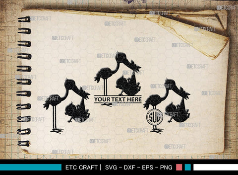 Stork Baby Shower Monogram, Stork Baby Shower Silhouette, Stork Baby Shower SVG, Baby Shower Svg, New Born Svg, SB00410 SVG ETC Craft 