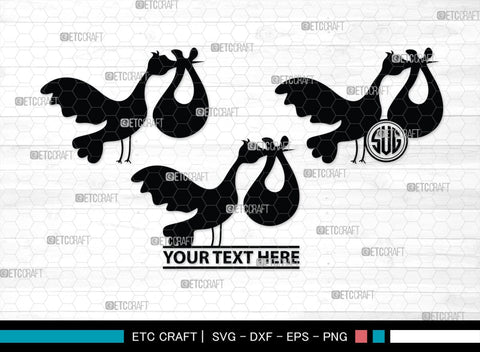 Stork Baby Shower Monogram, Stork Baby Shower Silhouette, Stork Baby Shower SVG, Baby Shower Svg, New Born Svg, SB00410 SVG ETC Craft 