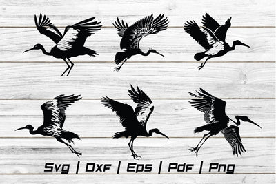 Stork Bird Fly With baby Silhoeutte svg cut file SVG Johan Ru designs 