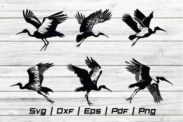 Stork Bird Fly With baby Silhoeutte svg cut file SVG Johan Ru designs 