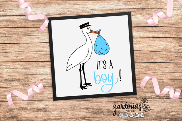 Stork It's a Boy! SVG Gardenias Art Shop 