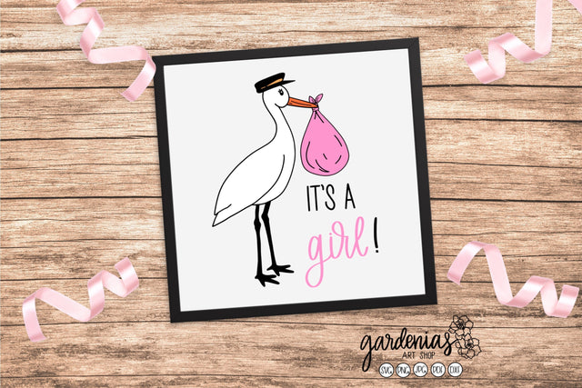 Stork It's a Girl! SVG Gardenias Art Shop 