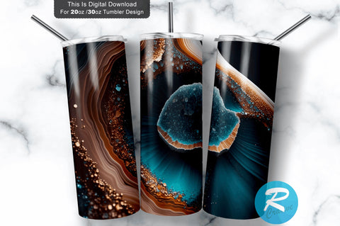 Storm Glitter Agate Textures 20 oz / 30 oz Tumbler PNG Sublimation Regulrcrative 
