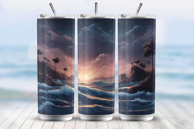 Stormy Sea 20 Oz Tumbler Wrap Sublimation Design Sublimation MockupSvgVenue 