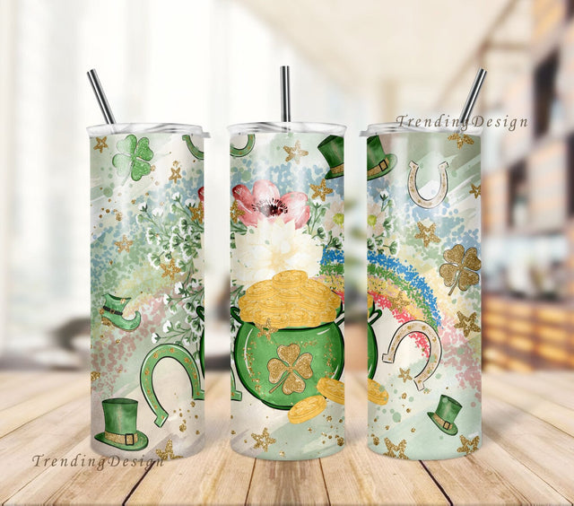 St.Patrick's Day 20oz Skinny tumbler Png, Luck Shamrock Rainbow Tumbler Wrap Digital Download PNG Sublimation Sublimation TrendingDesign 