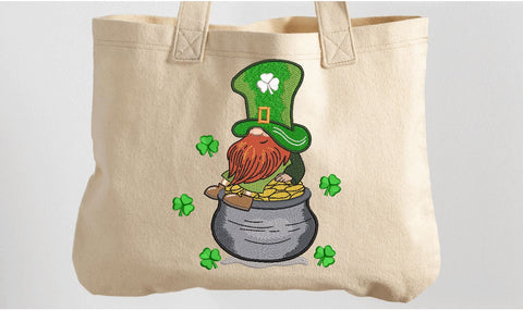 St.Patrick's Day Gnome on gold pot Machine Embroidery Design Embroidery/Applique DESIGNS Angie 
