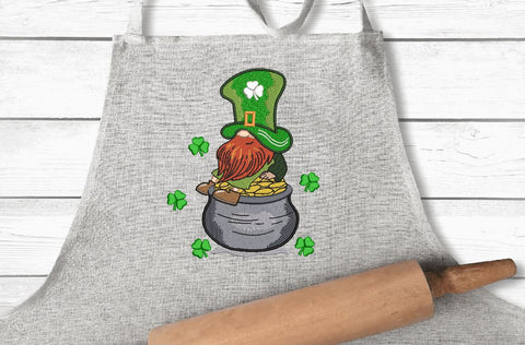 St.Patrick's Day Gnome on gold pot Machine Embroidery Design Embroidery/Applique DESIGNS Angie 