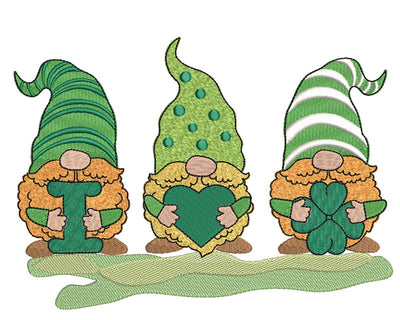 St.Patrick's Day Gnomes with cloverleaf Machine Embroidery Design Embroidery/Applique DESIGNS Angie 